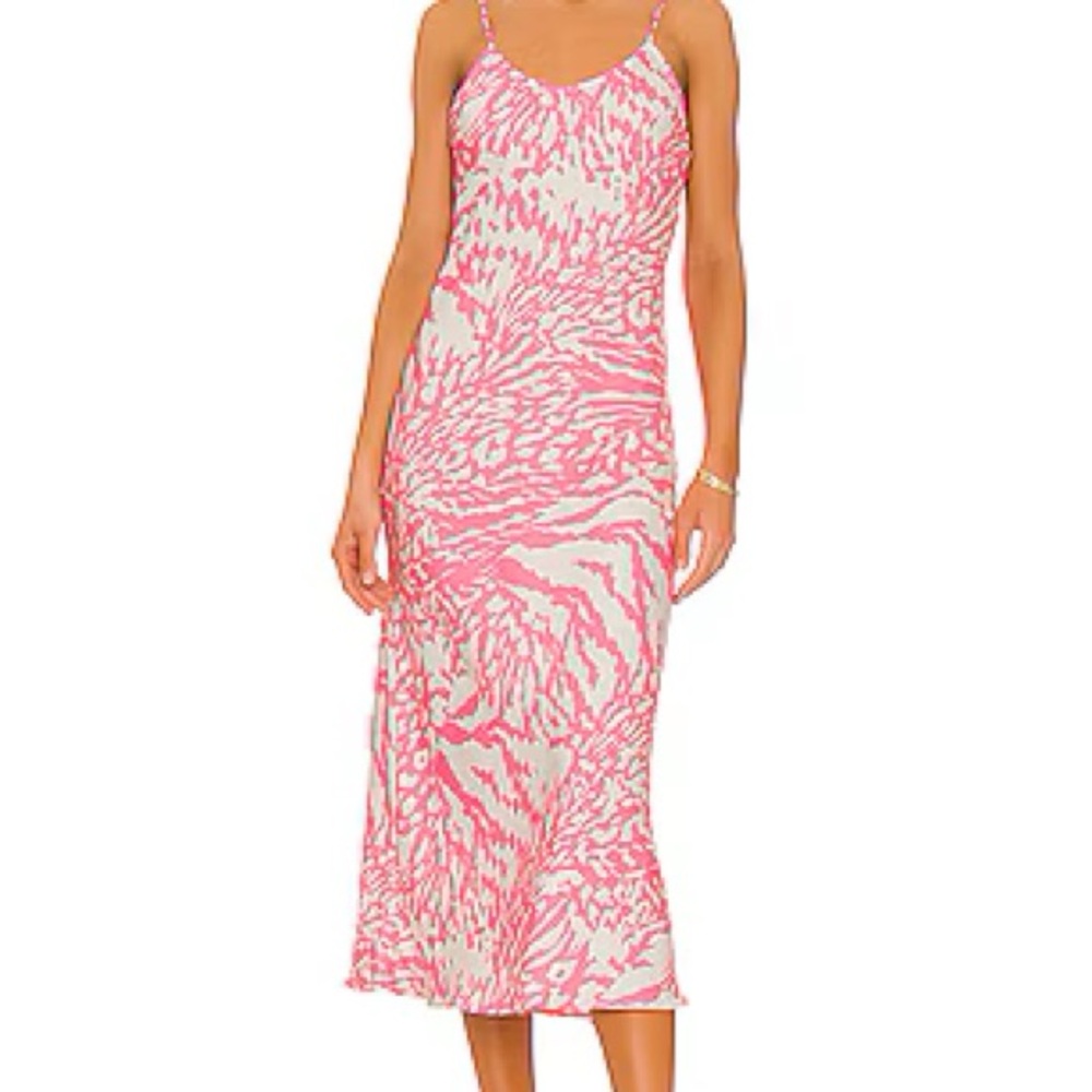 RESA Pink and White Midi Dress